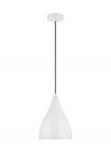 Visual Comfort & Co. Studio Collection 6545301EN3-115 - Oden modern mid-century 1-light LED indoor dimmable small pendant in matte white finish with matte w