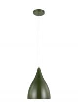 Visual Comfort & Co. Studio Collection 6545301EN3-145 - Oden modern mid-century 1-light LED indoor dimmable small pendant in olive finish with olive finish