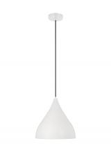 Visual Comfort & Co. Studio Collection 6645301-115 - Oden modern mid-century 1-light indoor dimmable medium pendant in matte white finish with matte whit