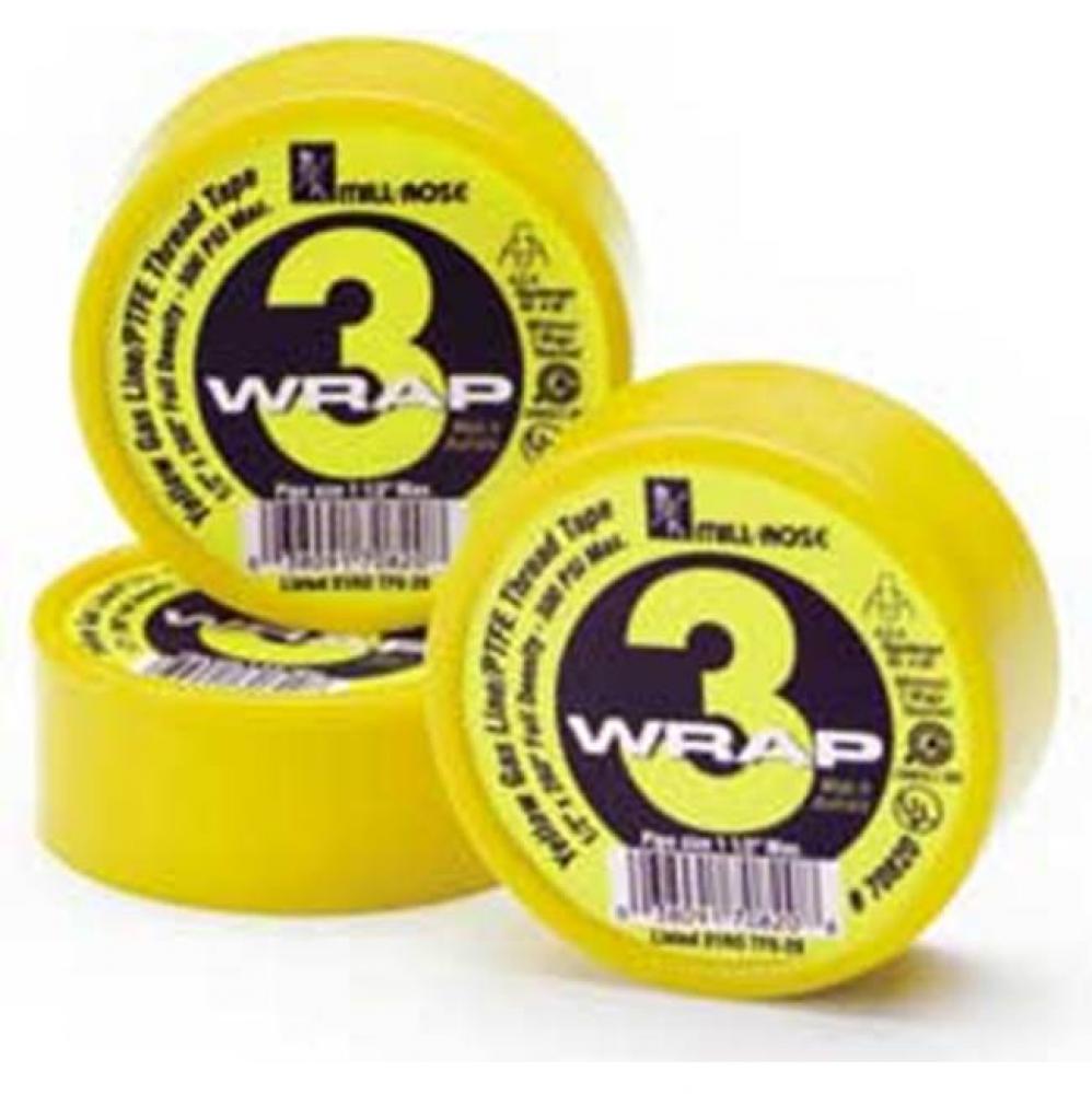 YELLOW PTFE THREAD SEAL TAPE, 1 X 260&apos;&apos;, ROLLS