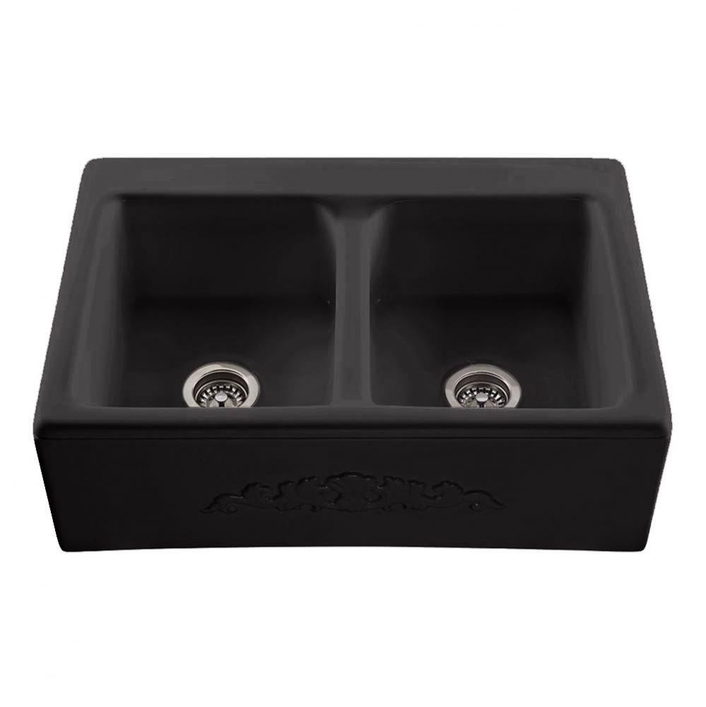 33X22 Biscuit Embossed Front Double Bowl Basics Farmhouse Sink-Appalachian