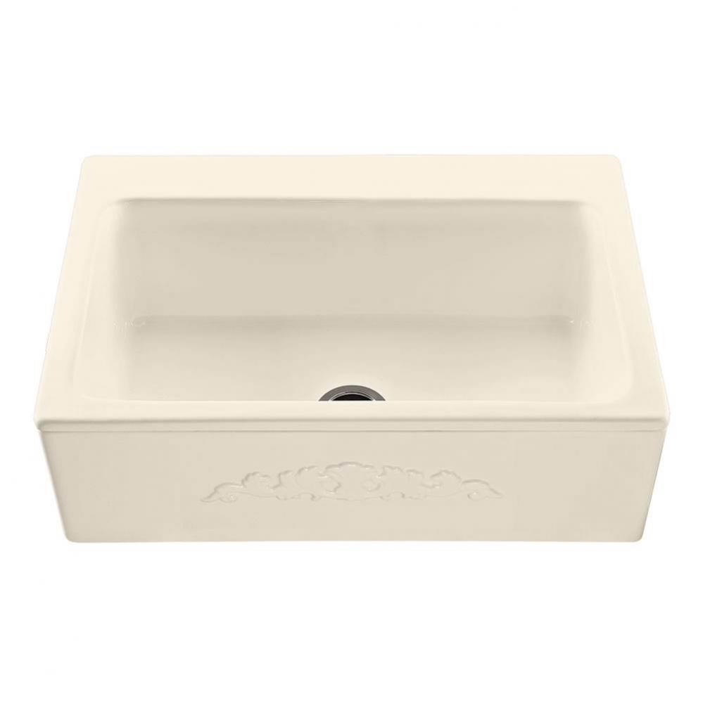 33X22 Biscuit Embossed Front Single Bowl Basics Farmhouse Sink-Mccoy