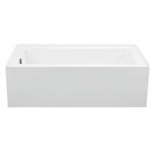MTI Basics MBWISC6032A-BI-LH - 60X32 Biscuit Left Hand Drain Above Floor Rough In Integral Skirted Whirlpool W/ Integral Tile Fla