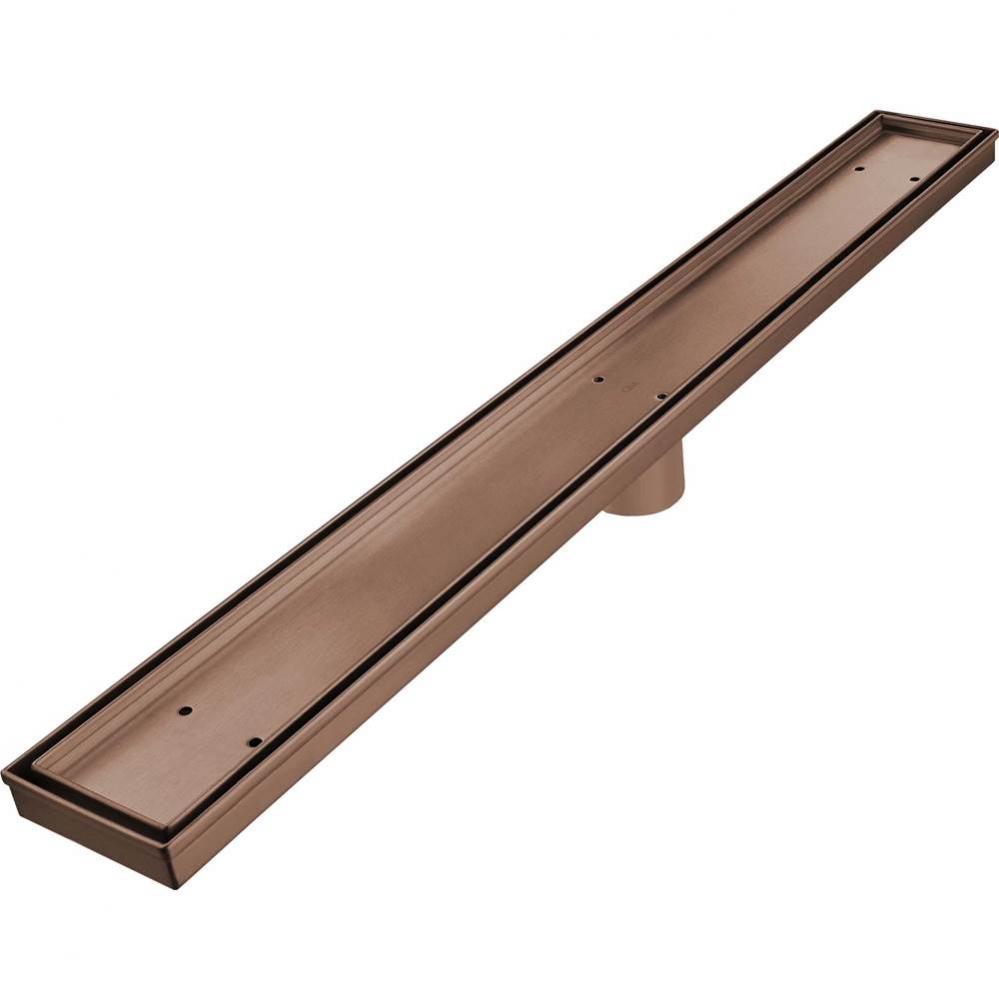 Delmar Series. 28&apos;&apos; Standard length Plain Edge linear drain. Mist (Tile-in) Line. Bronze