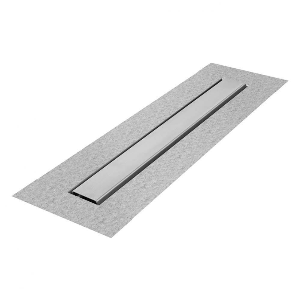 Delmar Series. 32&apos;&apos; Standard length Flange Edge linear drain. Mist (Tile-in) Line. Frame