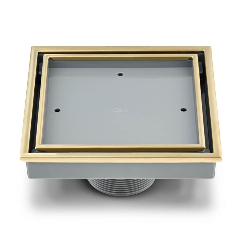 Lagos Series. Veil Line. 5 3/4&apos;&apos; Square Drain. Gold fin.