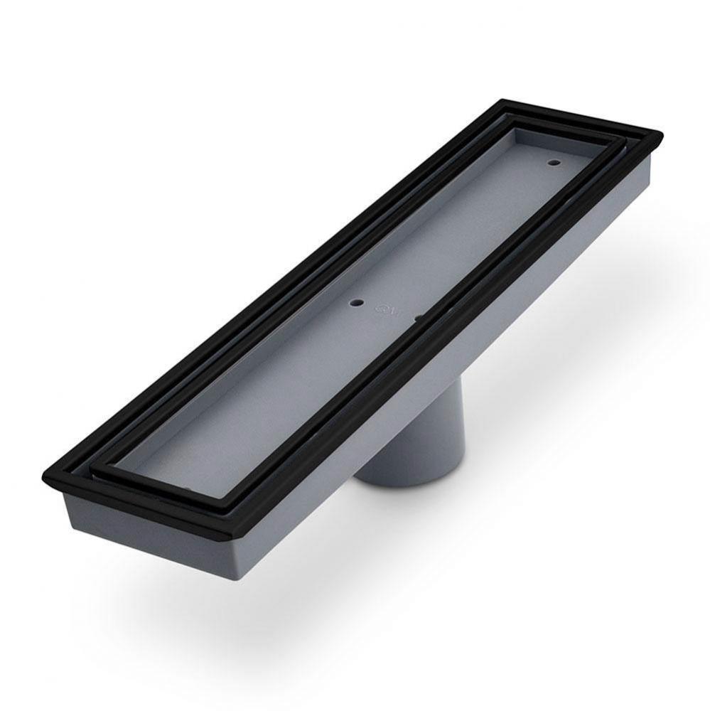 Lagos Series. Veil Line. Linear Drain 12&apos;&apos; . ORB/Black fin.