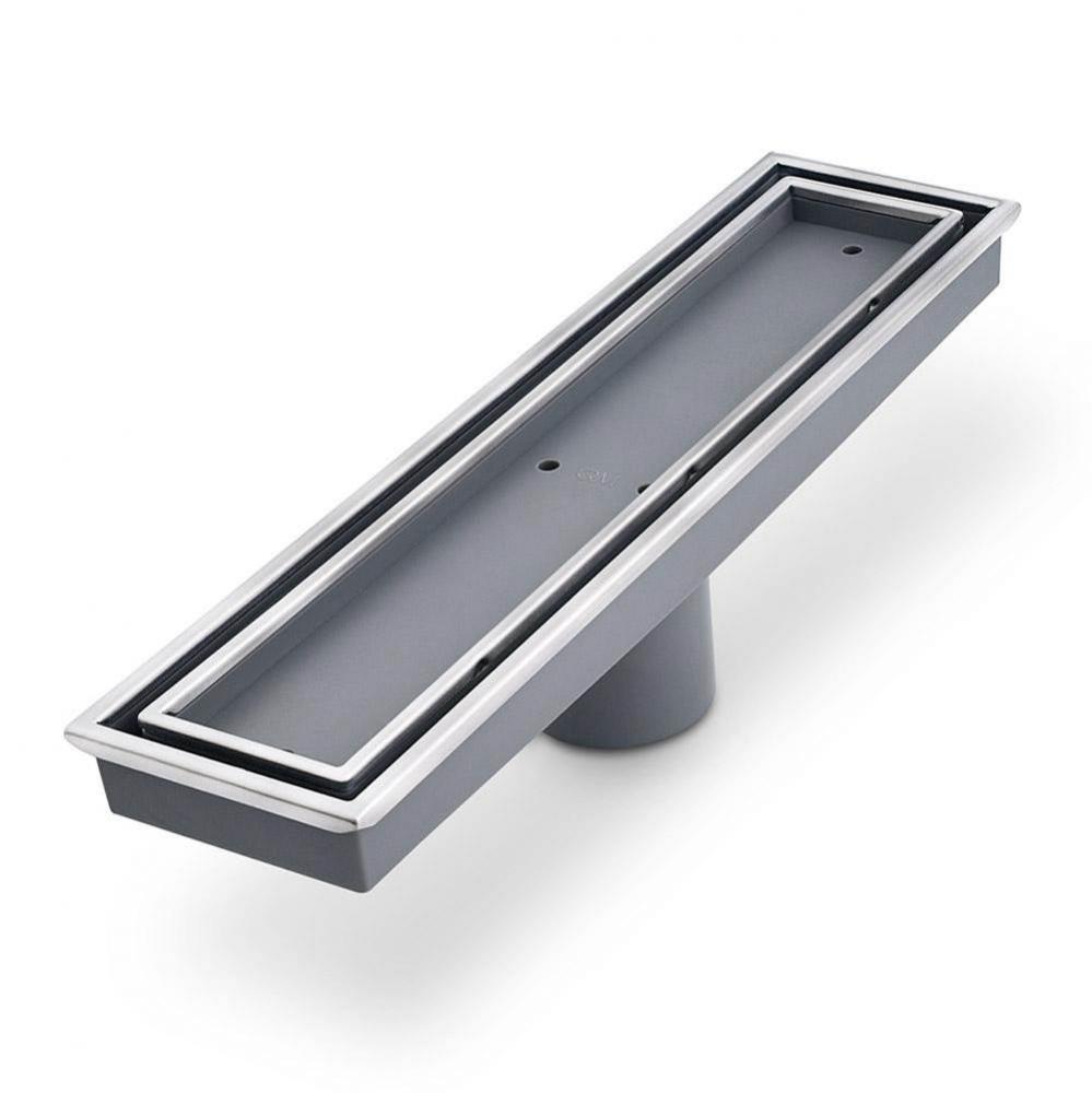 Lagos Series. Veil Line. Linear Drain 12&apos;&apos; . Polished fin.