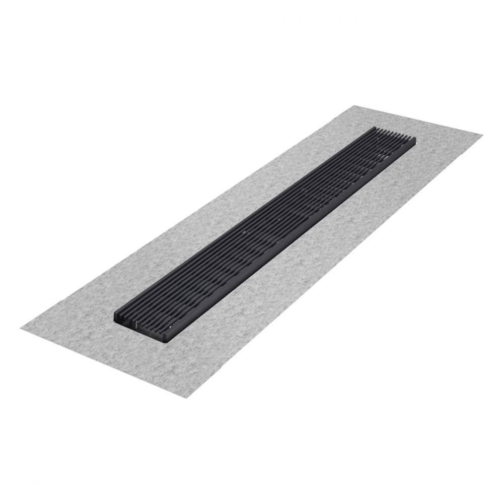 Delmar Series. 28&apos;&apos; Standard length Flange Edge linear drain. Wedgewire Line. Black