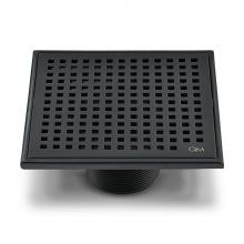 QM Drain 88.100.08 - Lagos Series. Mira Line. 5 3/4'' Square Drain. Black/Orb fin.