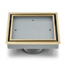 QM Drain 88.300.08 - Lagos Series. Veil Line. 5 3/4'' Square Drain. Gold fin.