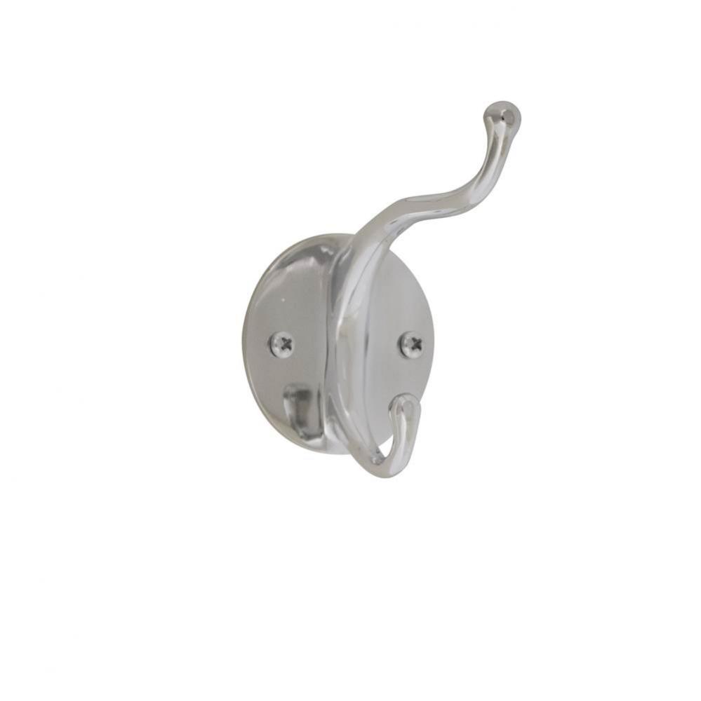 Robe Hook, Chrome Plated Brass, Dbl