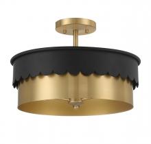 Savoy House Meridian M60072MBKNB - 3-Light Ceiling Light in Matte Black and Natural Brass