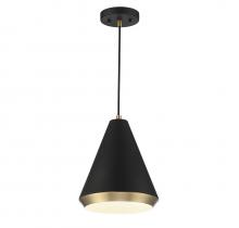 Savoy House Meridian M70122MBKNB - 1-Light Pendant in Matte Black with Natural Brass