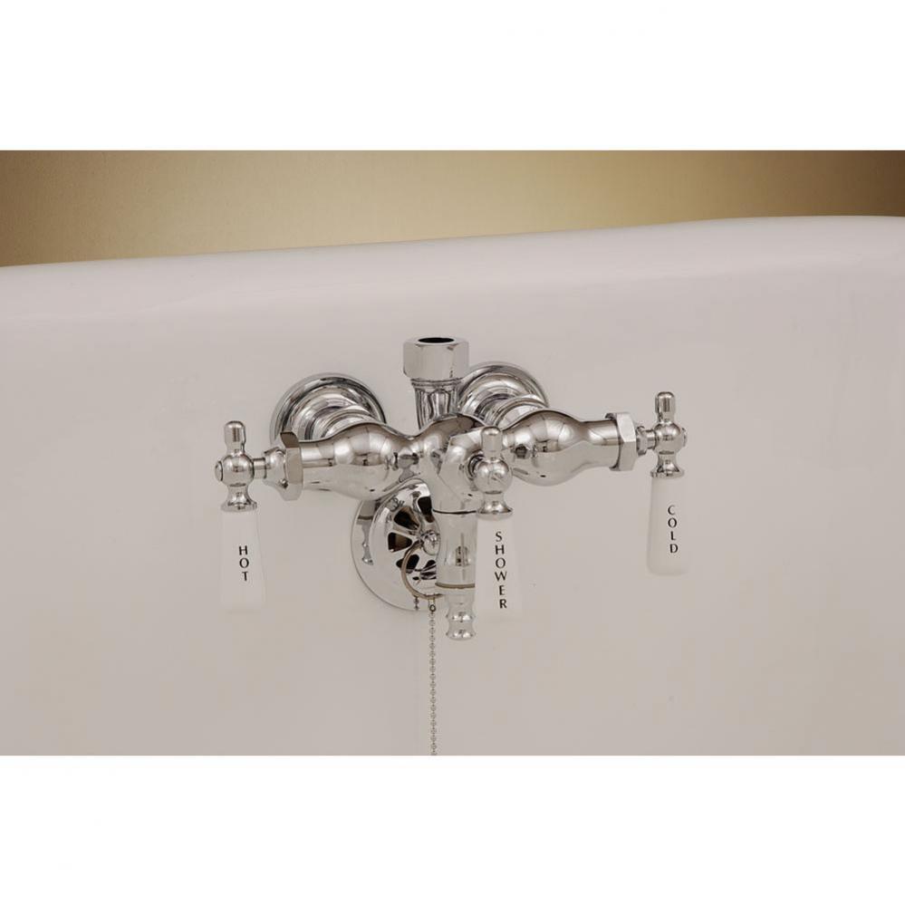 Chrome  3 3/8apos;apos; Ctr Leg Tub Faucet W/Diverter For Shower Riser Or Hand