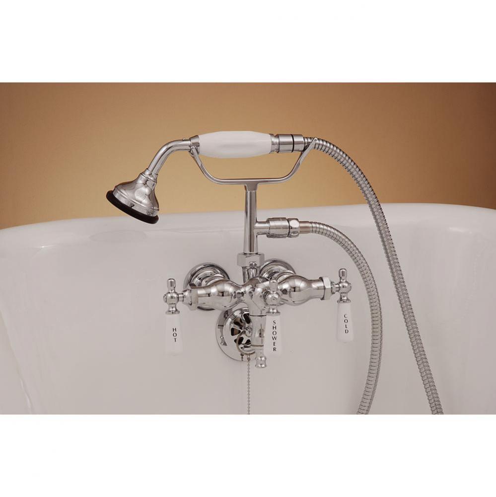 Chrome Leg Tub Faucet With Handheld Shower