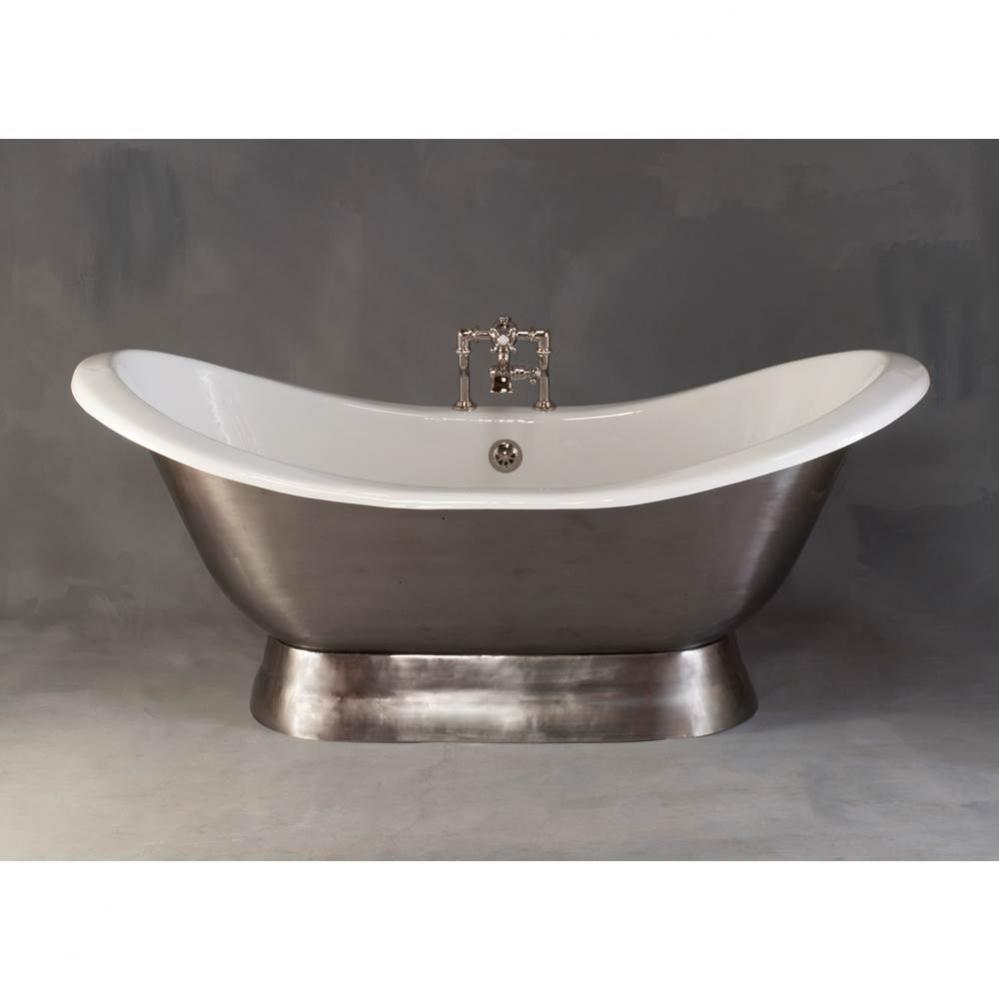 The Luna Burnished &amp; Lacquered Exterior 6&apos;&apos; Cast Iron Double Ended Slipper Tub On Pe