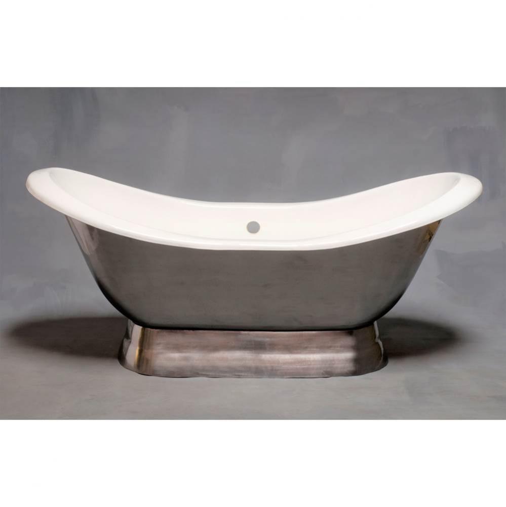 The Luna Burnished &amp; Lacquered Exterior 6&apos;&apos; Cast Iron Double Ended Slipper Tub On Pe