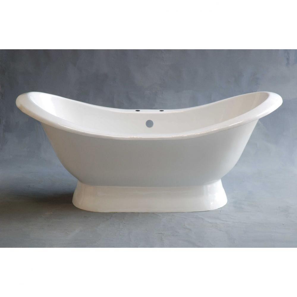 P0997 The Echo 6&apos;&apos; Acrylic Double Ended Slipper Tub On Pedestal With 7&apos;&apos; Cente