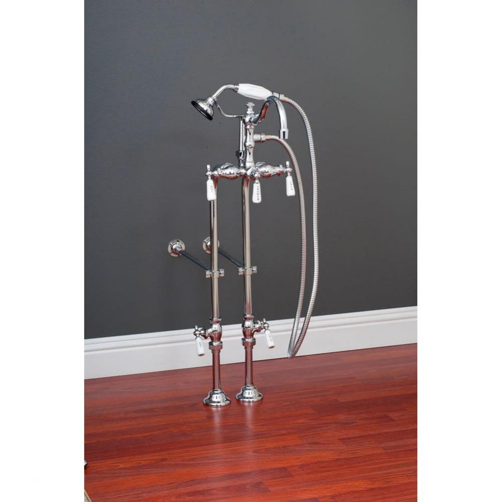 Chrome Faucet &amp; Over The Rim Supply Set Kit.  Includes 3 3/8&apos;&apos; Ctr Faucet W/Handh
