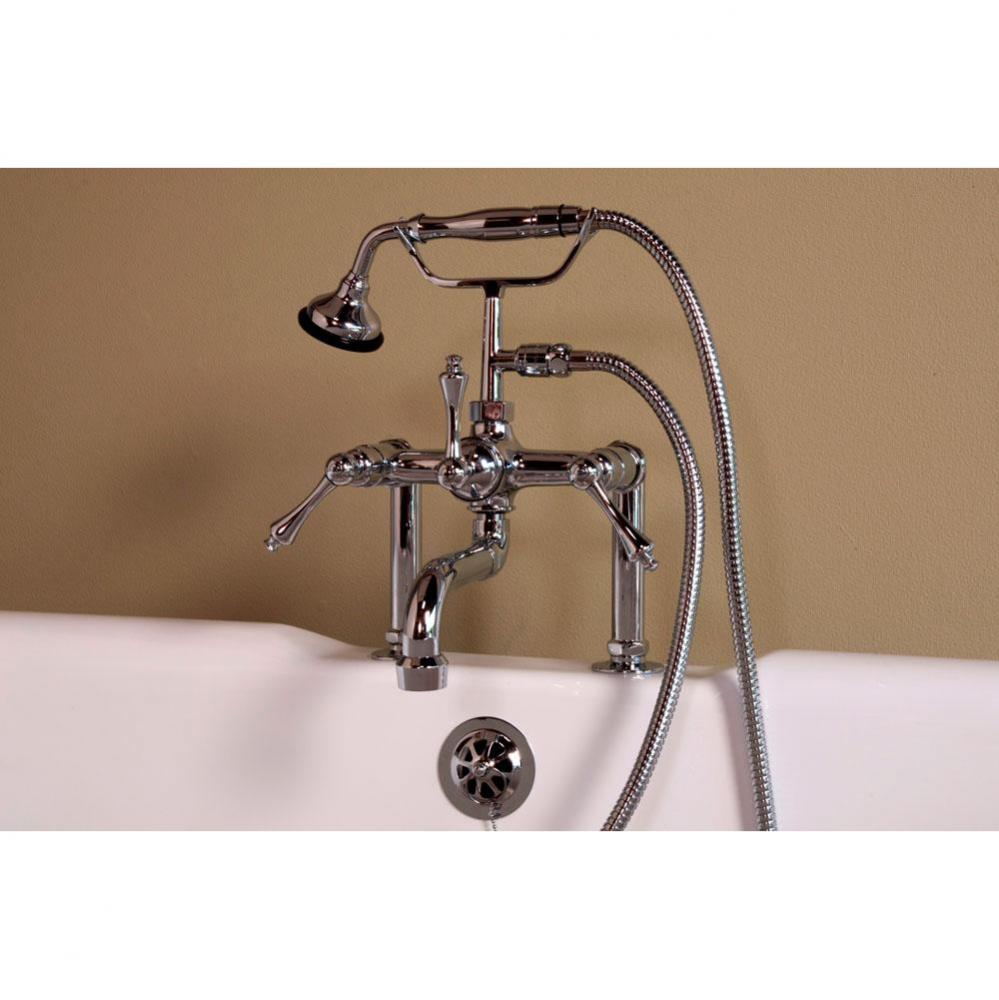 Chrome Deck Mount Traditional Telephone Faucet W/Metal Handheld Shower 7&apos;&apos; Center