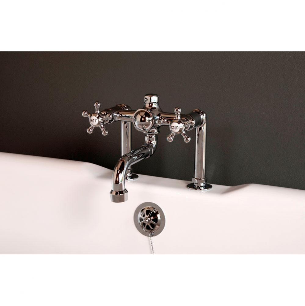 Chrome Deck Mount Faucet, 7&apos;&apos; Centers, Traditional Spout, 5 Spoke Handles &amp; 1/2&apos