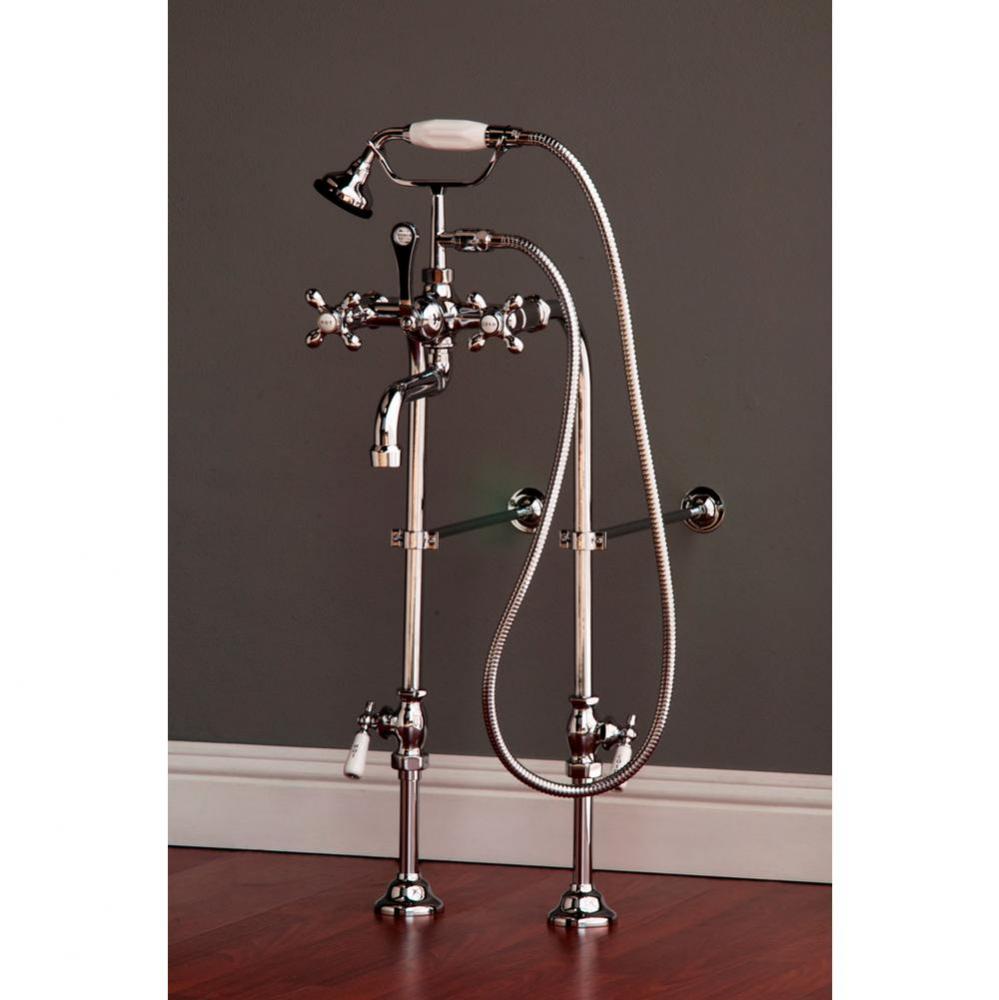 Chrome Traditional Telephone Faucet &amp; Over The Rim Supply Set Kit.  Includes  Po