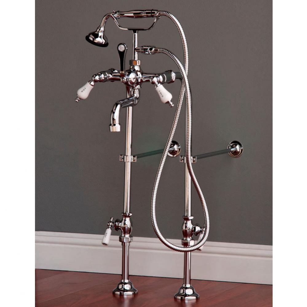 Chrome Traditional Faucet &amp; Over The Rim Supply Set Kit.  Includes  Metal Handhe