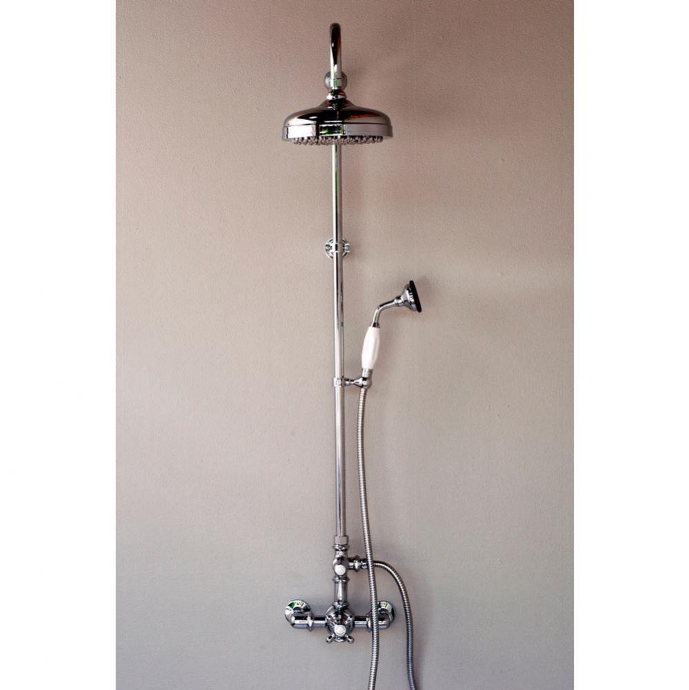 Chrome Water Saving  Exposed Thermostatic 7&apos;&apos; Center Shower Unit With Multi Funct