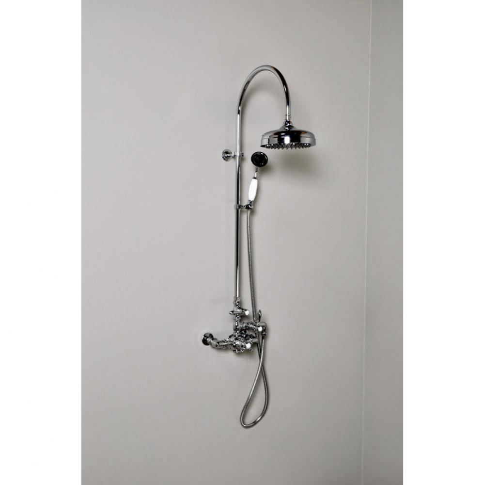 Chrome Thermostatic Exposed Shower Set W/Crook Style 36&apos;&apos; Riser, 7&apos;&apos; Centers &