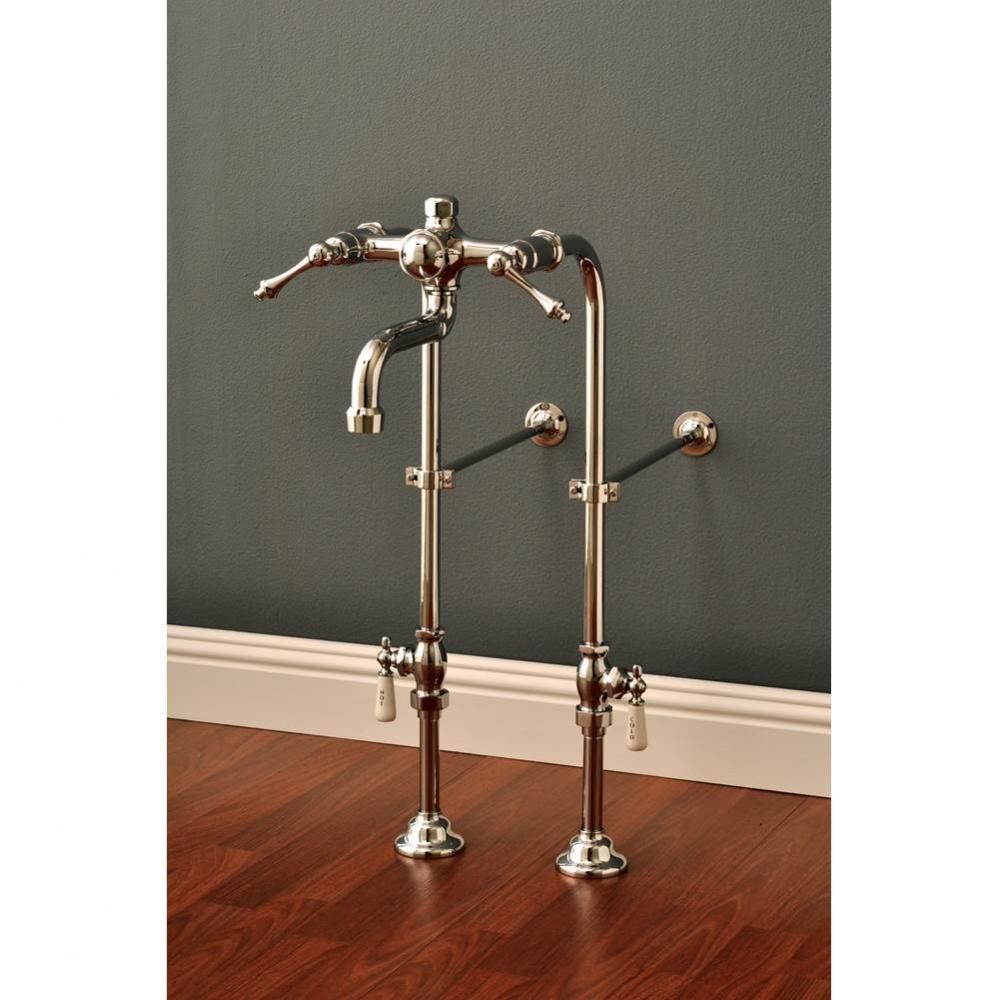 Chrome Traditional Faucet &amp; Over The Rim Supply Set Kit. Includes Traditional Style Spout
