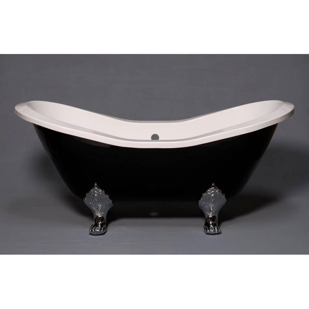 The Summit Black And White 6&apos;&apos; Acrylic Double Ended Slipper Tub On Legs Without Faucet H