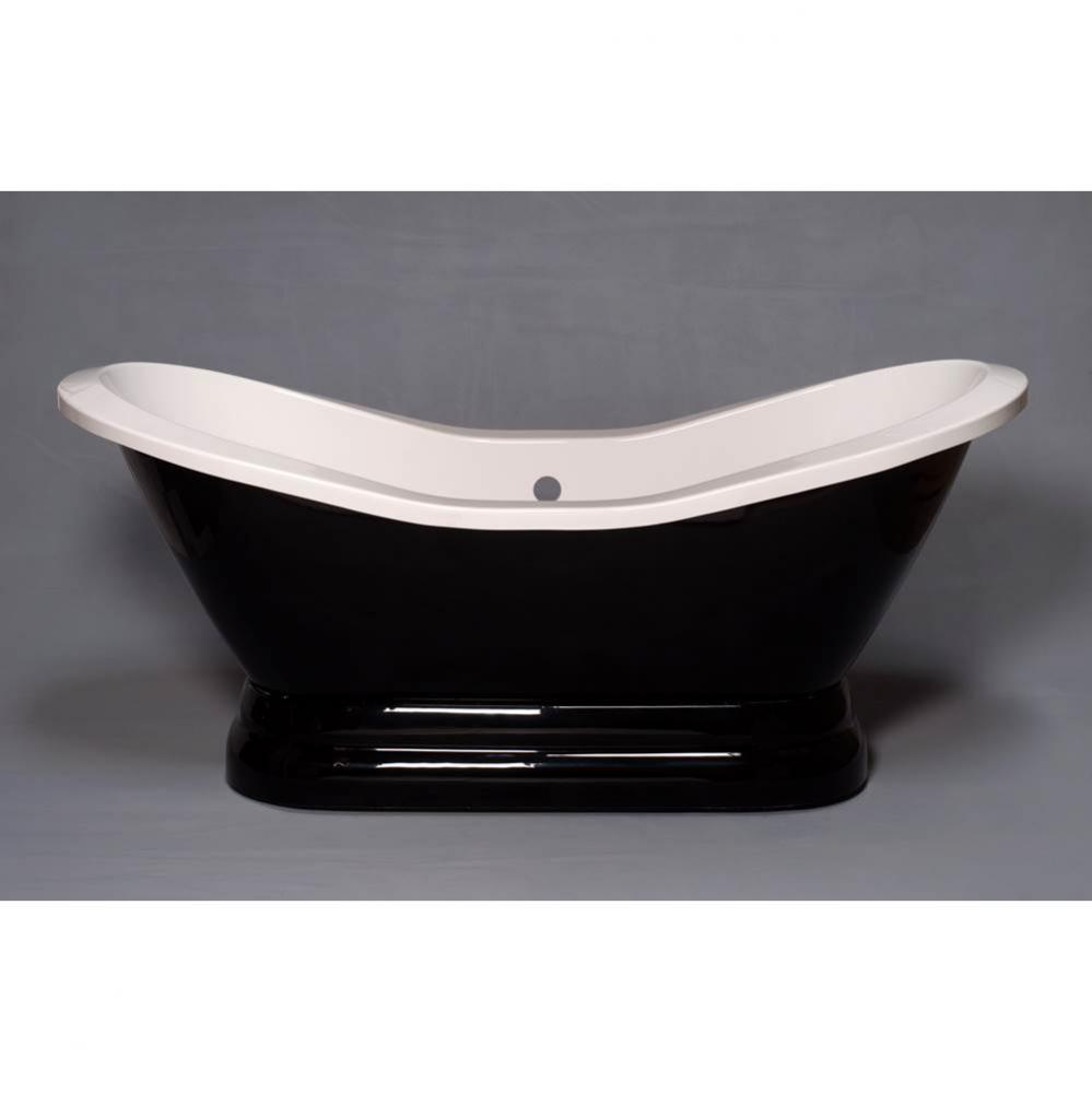 The Echo Black &amp; White 6&apos;&apos; Acrylic Double Ended Slipper Tub On Pedestal Without Fauc