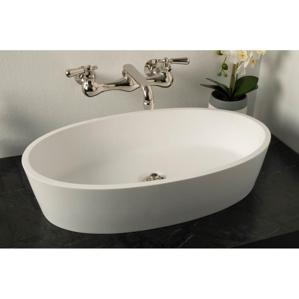 Oval Solid Surface Acrylic Matte White Vessel Sink