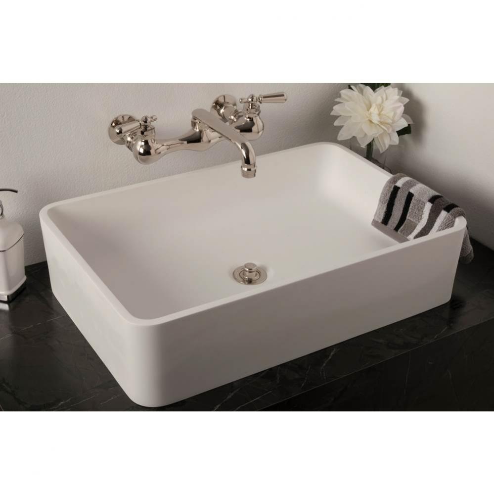 Rectangular Solid Surface Acrylic Matte White Vessel Sink