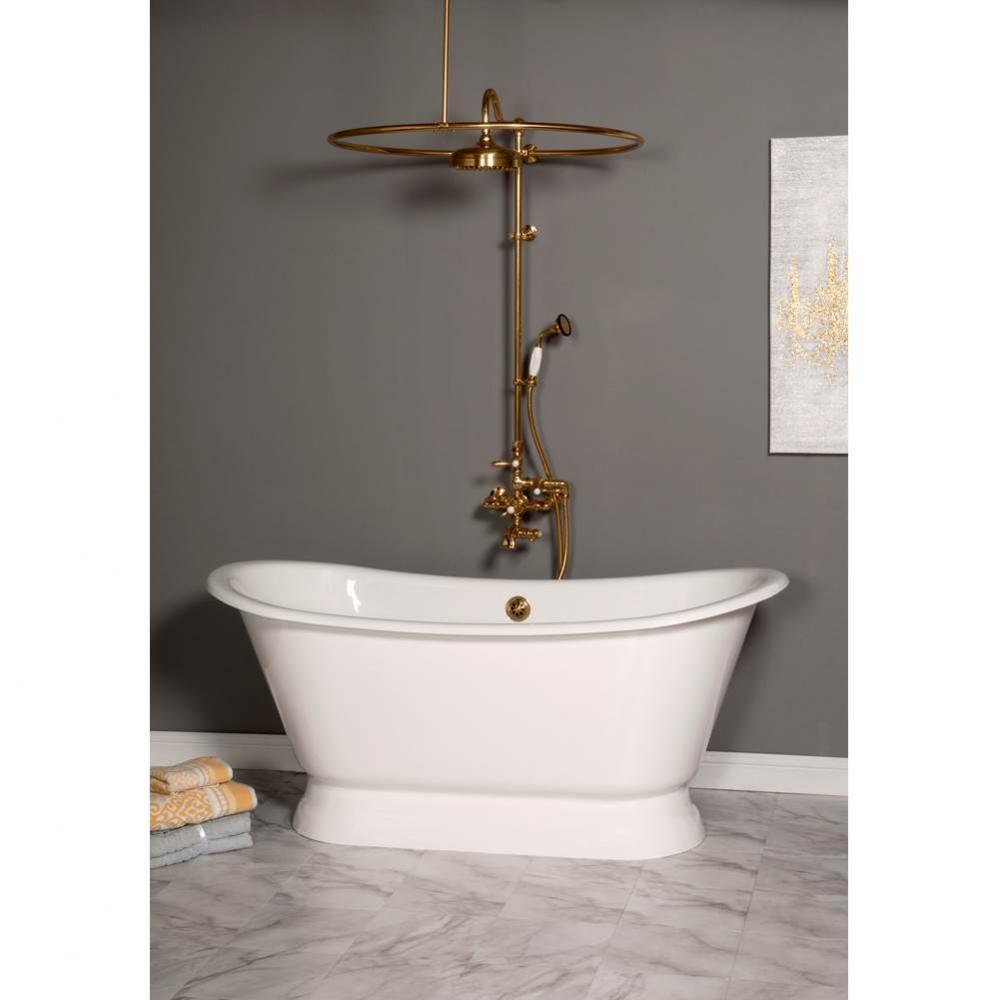 The Constance 5 1/2&apos;&apos; Cast Iron European Style Double Ended Slipper Tub On Pedestal With