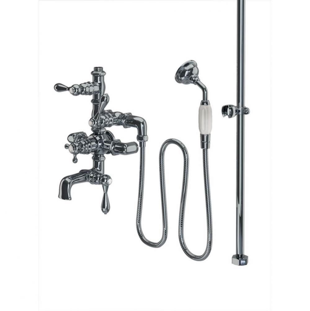Chrome Exposed Thermo Tub &amp; Shower Set, 7&apos;&apos; Ctrs. Includes Faucet, Tub Filler, Ha