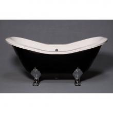 Strom Living P1160W - The Summit Black And White 6'' Acrylic Double Ended Slipper Tub On Legs Without Faucet H