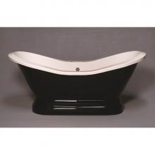 Strom Living P1163 - The Echo Black & White 6'' Acrylic Double Ended Slipper Tub On Pedestal With 7'