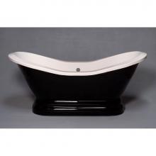 Strom Living P1164 - The Echo Black & White 6'' Acrylic Double Ended Slipper Tub On Pedestal Without Fauc