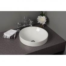 Strom Living P1179 - Fireclay Round Semi  Drop-In Lavatory Sink, Gloss White, 16'' X 3'', Bowl Dept