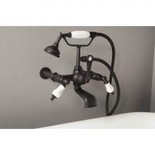 Strom Living P0944C - Wall Mount Faucet With Hand Held Shower &amp; Porcelain Lever Handles