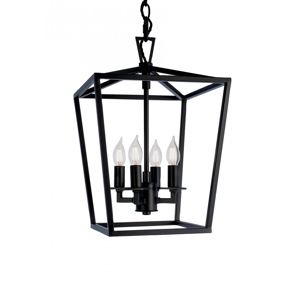 Cage 12&#39;&#39; Wide 4-Light Pendant - Matte Black