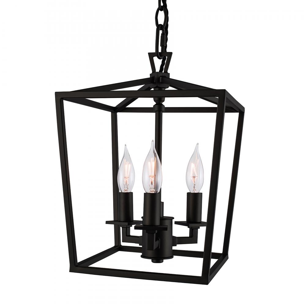 Cage 8.5&#39;&#39; Wide 3-Light Pendant - Matte Black