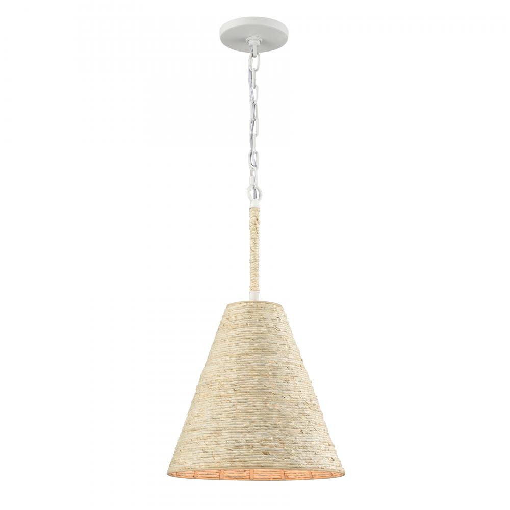 Abaca 12&#39;&#39; Wide 1-Light Pendant - Textured White