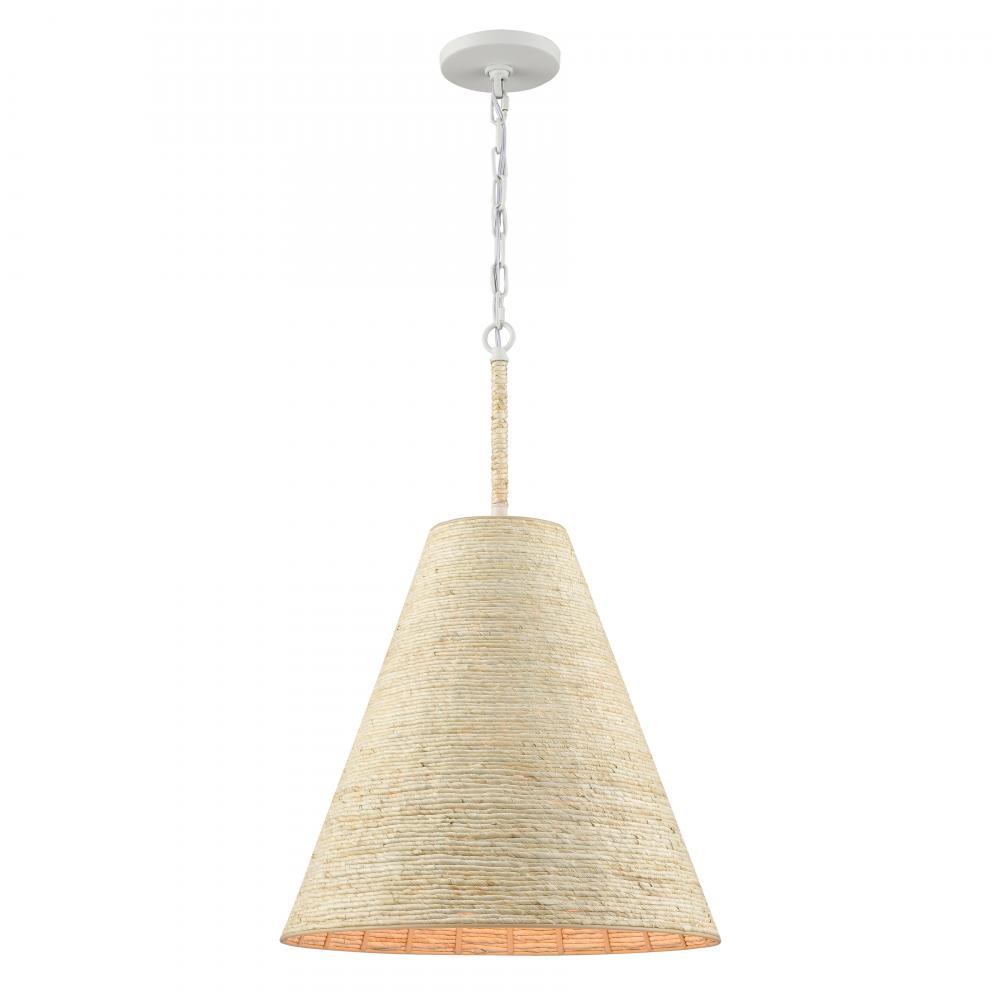 Abaca 17&#39;&#39; Wide 1-Light Pendant - Textured White