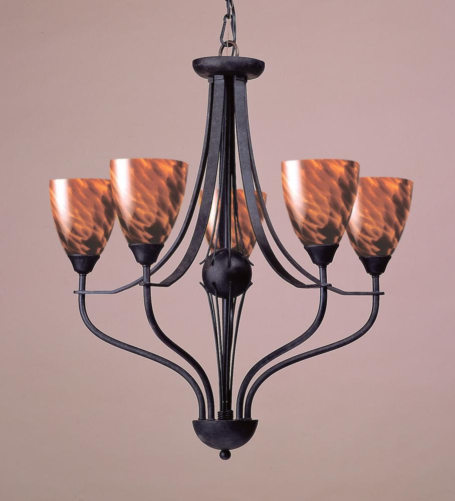 Classico 26&#39;&#39; Wide 5-Light Chandelier - Dark Rust with Espresso Glass