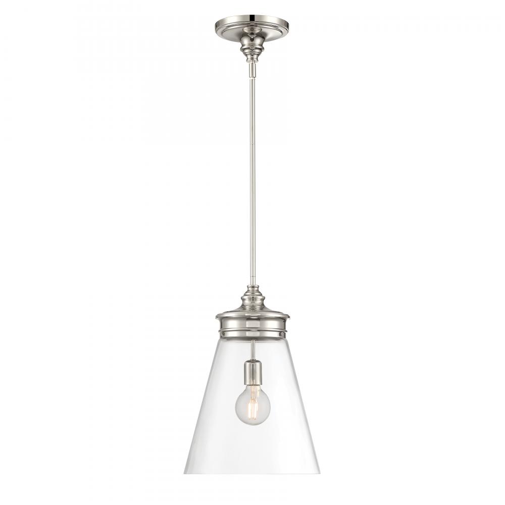 Emma 12&#39;&#39; Wide 1-Light Pendant - Polished Nickel