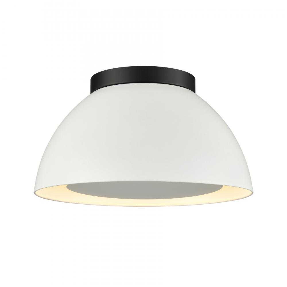 Pelham 10&#39;&#39; Wide 2-Light Flush Mount - Matte Black with Matte White