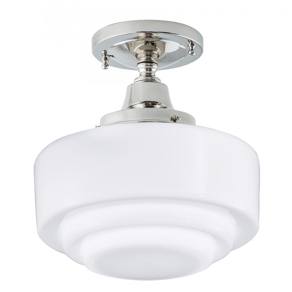 Schoolhouse 9.5&#39;&#39; Wide 1-Light Semi Flush Mount - Polished Nickel